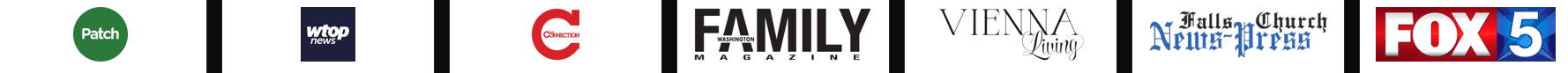 Featured in Patch, WTOP, The Connection, Washington Family Magazine, Vienna Living, Falls Church News-Press, and FOX 5