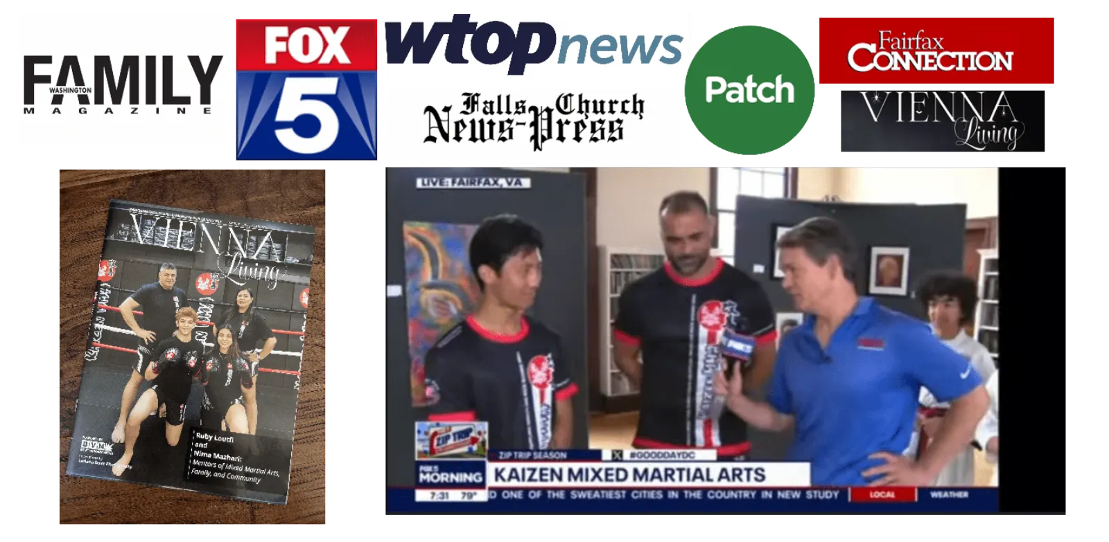 Kaizen MMA featured in Fox 5, WTOP News, Falls Church News-Press, Vienna Living, Fairfax Connection, Patch, and Washington Family Magazine